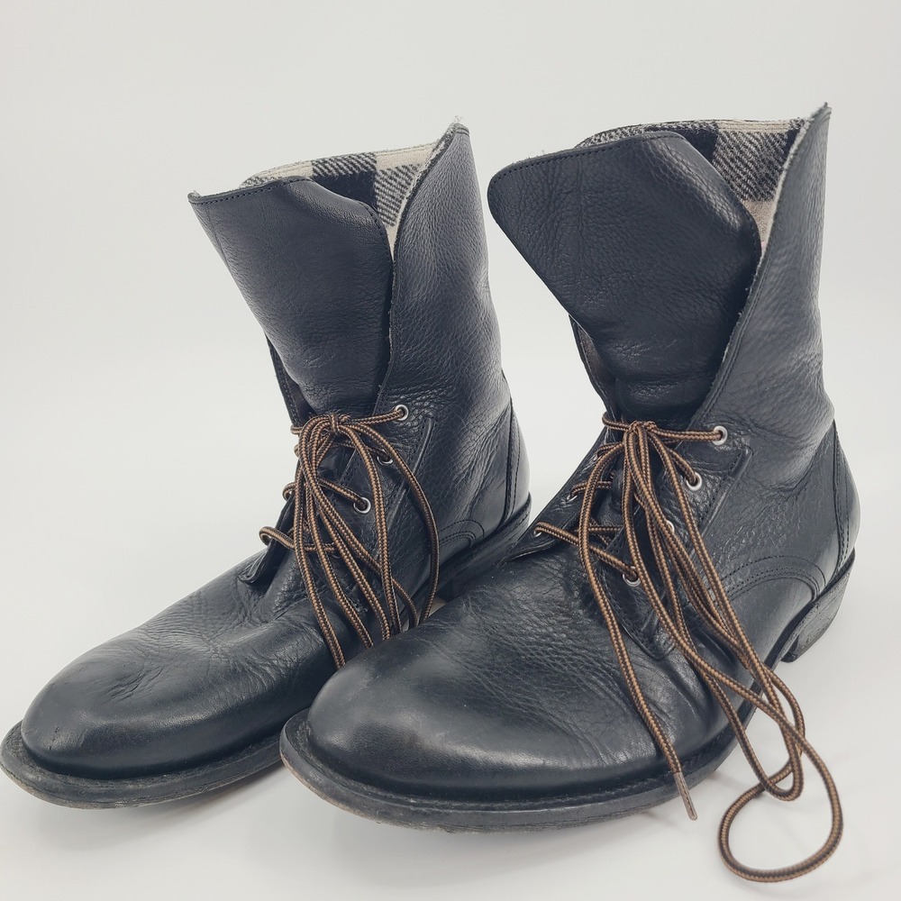 Woolrich‎ Leather Boots Mens 9.5 Black Lace Up Wool Lined Boots Gorpcore